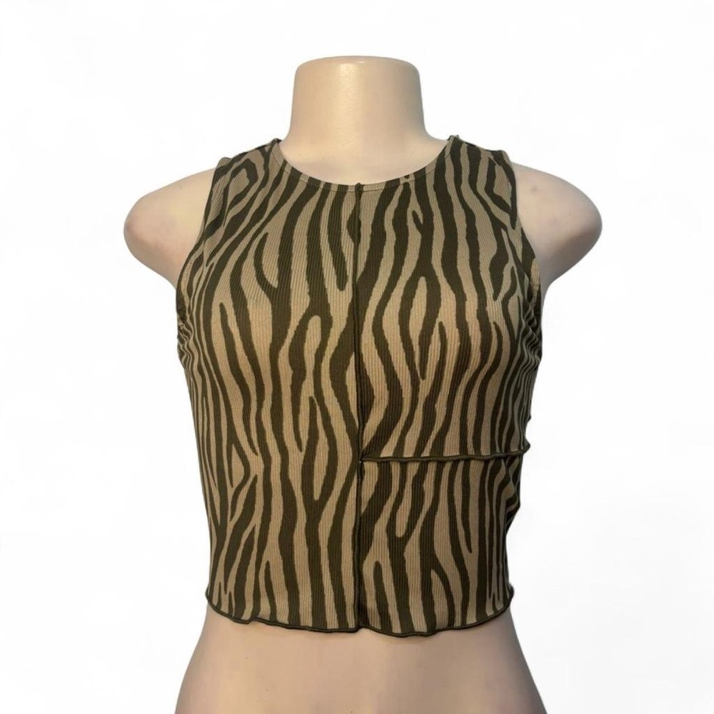 Y2K Taupe Brown Zebra print crop top